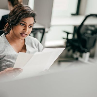 Businesswomen working at her desk